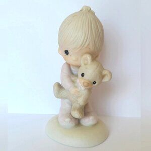 Vintage Precious Moments Jesus Loves Me Boy Collectible Porcelain Figurine